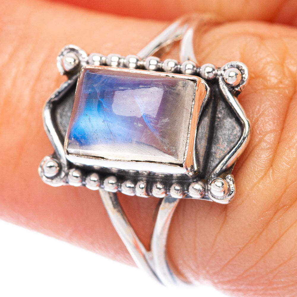 Rainbow Moonstone Dainty Ring Size 6 (925 Sterling Silver) R145844
