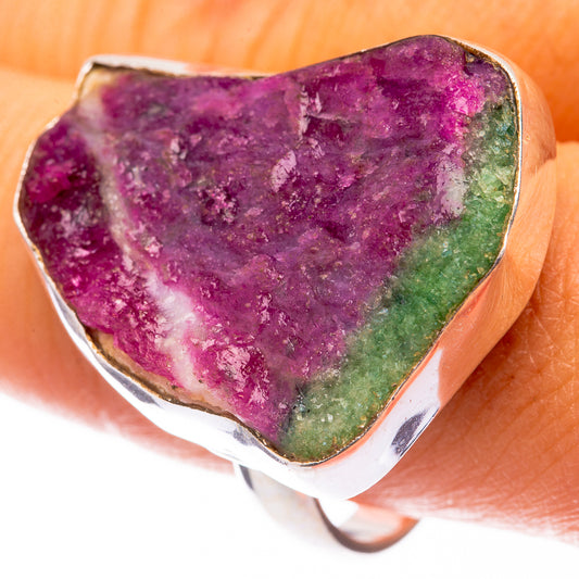 Large Raw Ruby Zoisite Ring Size 10 (925 Sterling Silver) R141601