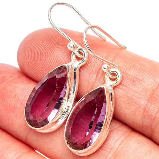 Alexandrite (Lab.) 925 Sterling Silver Earrings 1 3/8" (925 Sterling Silver) E2102