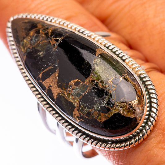 Huge Mohave Black Onyx Ring Size 10.75 (925 Sterling Silver) R140800