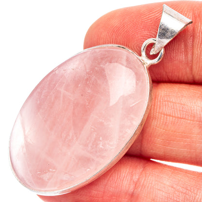 Rose Quartz Pendant 1 3/4" (Silver Plated)