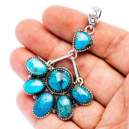 Rare Ithaca Peak Turquoise Pendant 2 3/4" (.925 Sterling Silver)
