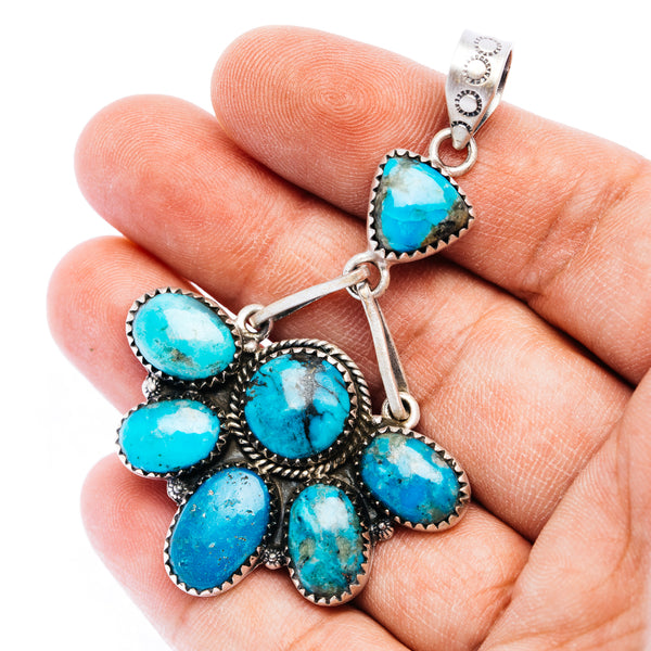 Rare Ithaca Peak Turquoise Pendant 2 3/4" (.925 Sterling Silver)