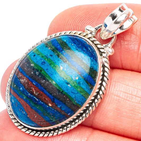 Rainbow Calsilica Pendant 1 1/2" (925 Sterling Silver) P44074