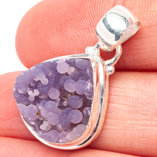 Purple druzy agate pendant, teardrop bezel, .925 sterling silver loop bail.