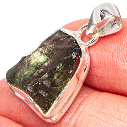 Rare Moldavite Pendant 1 1/8" (925 Sterling Silver) P43379