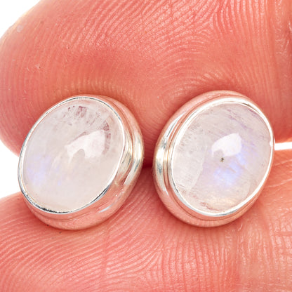 Rainbow Moonstone Earrings 3/8" (925 Sterling Silver) E433534