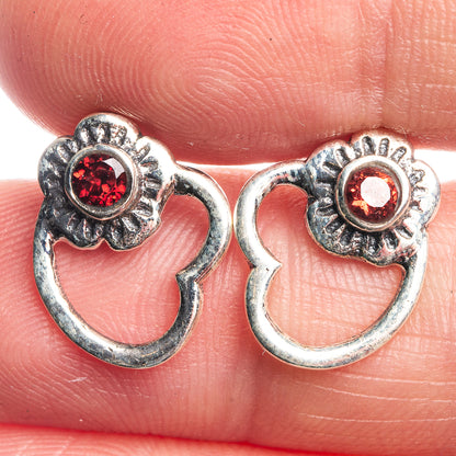 Garnet Dainty Earrings 5/8" (925 Sterling Silver) E432499