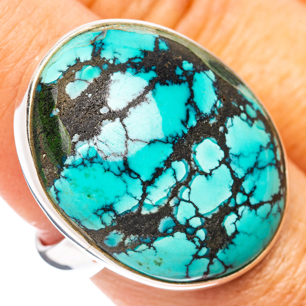 Premium Tibetan Turquoise Ring Size 8 Adjustable (.925 Sterling Silver)