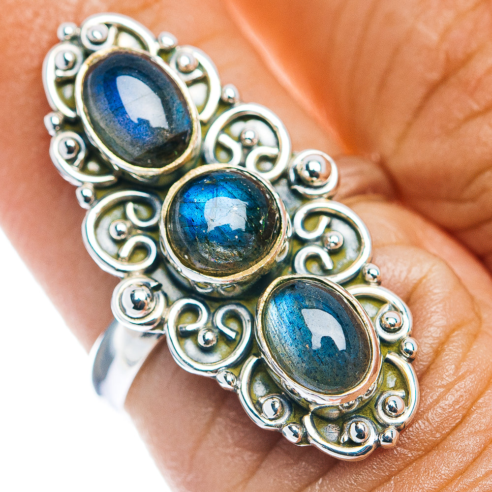 Labradorite Boho Ring Size 6.75 (.925 Sterling Silver)