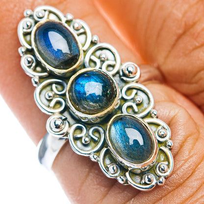Labradorite Boho Ring Size 6.75 (.925 Sterling Silver)