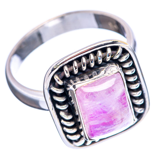 Pink moonstone ring in .925 sterling silver, square pink stone with detailed band