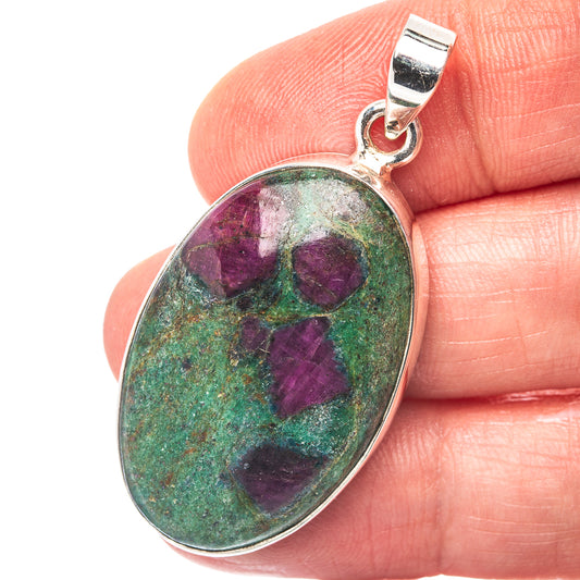 Ruby in Fuchsite Pendant 1 3/4" (.925 Sterling Silver)
