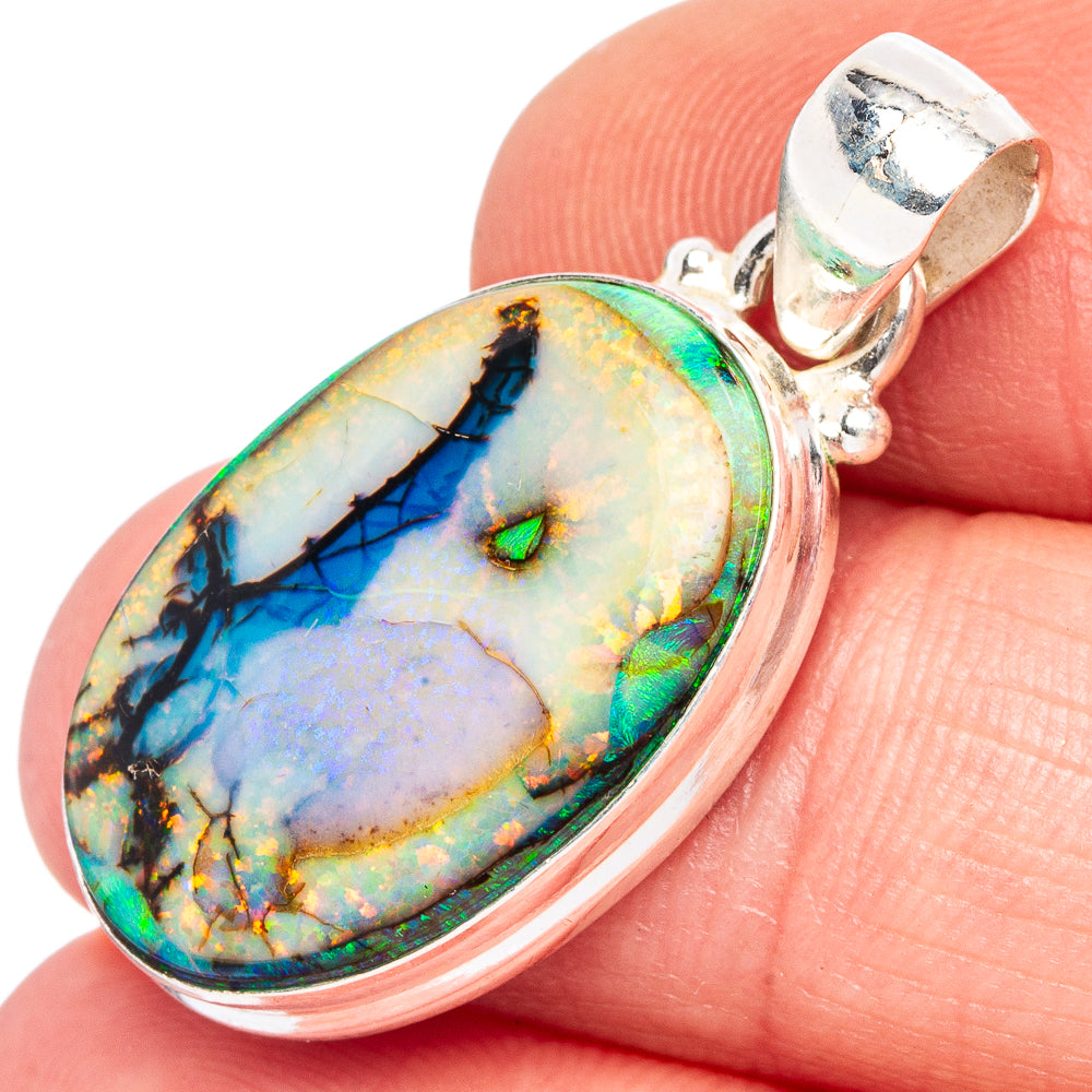 Rare Sterling Opal Pendant 1 1/4" (925 Sterling Silver) P44025