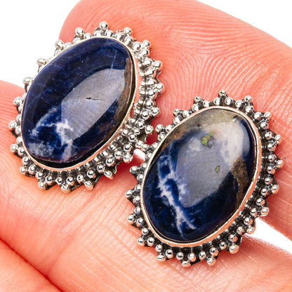 Sodalite Earrings 3/4" (925 Sterling Silver) E1562