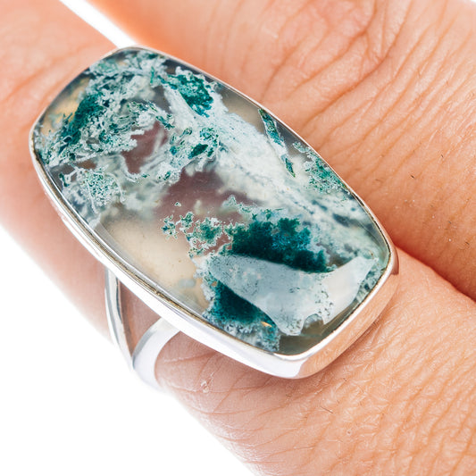 Premium Green Moss Agate Ring Size 8.5 (.925 Sterling Silver)