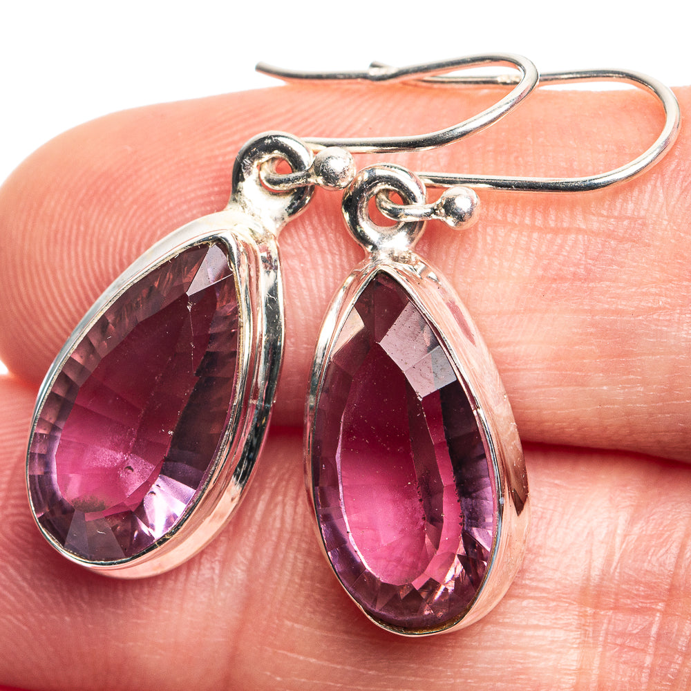 Color Change Alexandrite (Lab.) Earrings 1 3/8" (925 Sterling Silver) E432724