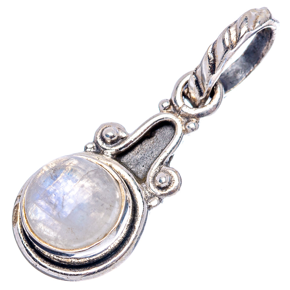 Dainty Rainbow Moonstone Pendant 1" (.925 Sterling Silver)
