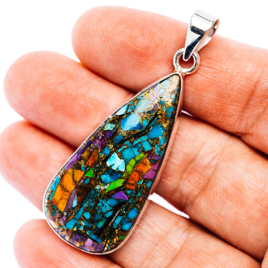 Large Premium Fiesta Kingman Turquoise Pendant 2 1/8" (.925 Sterling Silver)