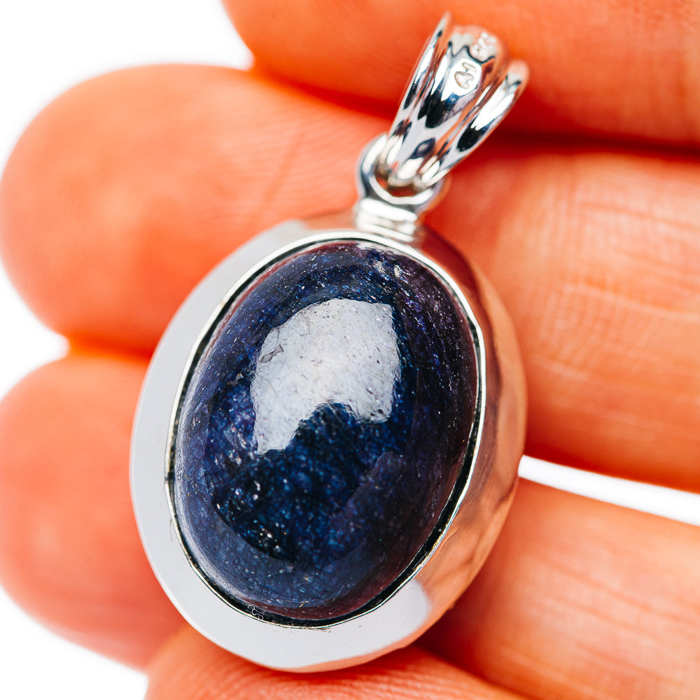 Ruby / Sapphire Reversible Pendant 1 3/8" (.925 Sterling Silver)