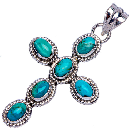 Chrysocolla Cross Pendant 1 7/8" (925 Sterling Silver) P40287