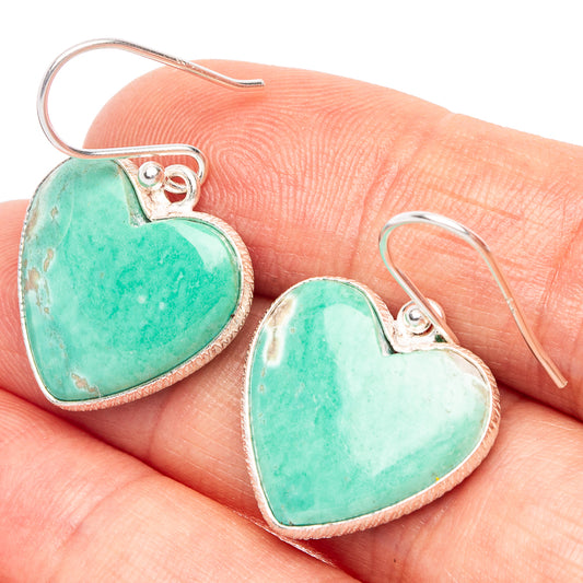 Variscite Heart Earrings 1 1/4" (925 Sterling Silver) E2275