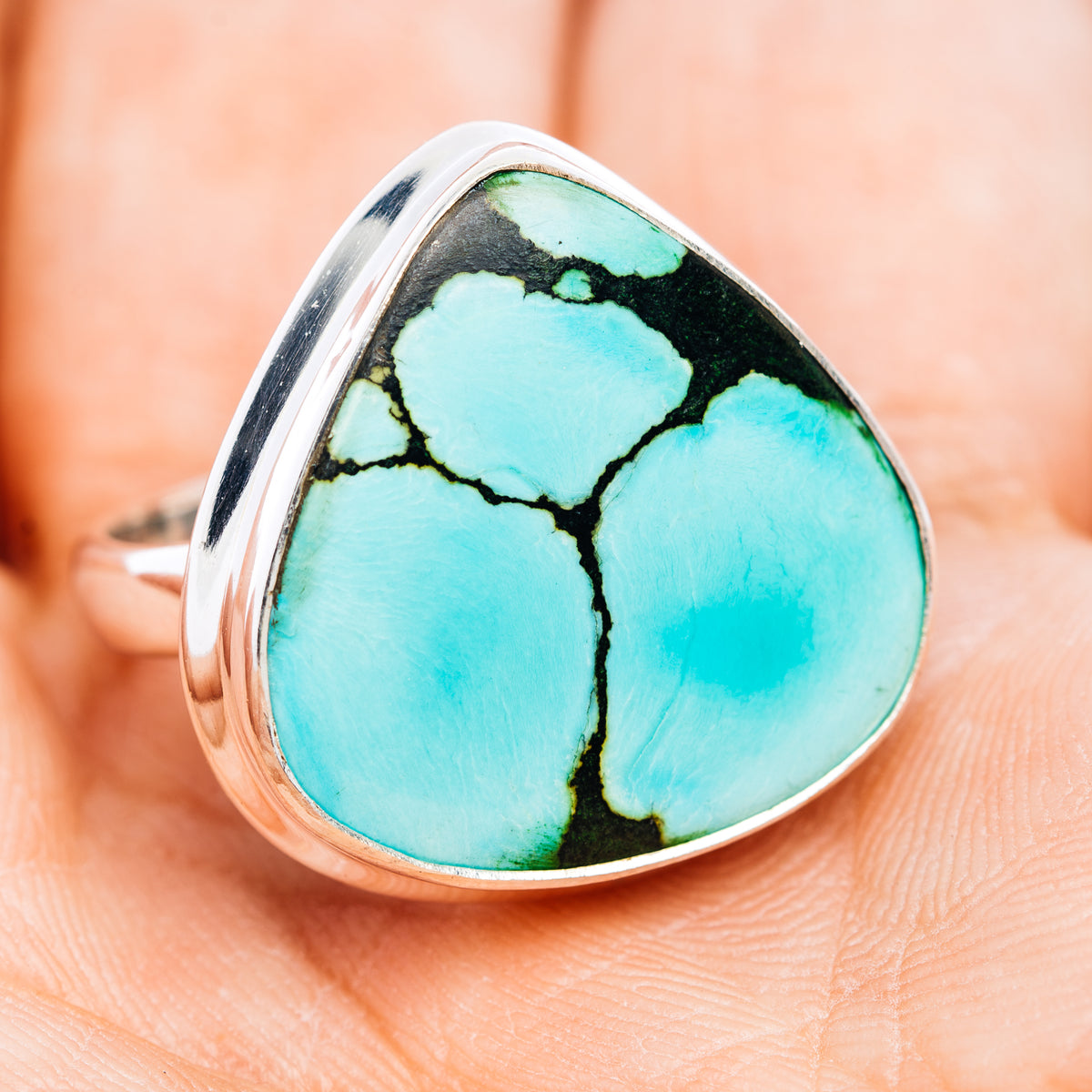 Premium Tibetan Turquoise Ring Size 7.5 (.925 Sterling Silver)