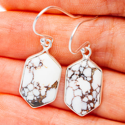 White Horse Jasper Earrings 1 3/8" (.925 Sterling Silver)