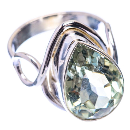 Faceted Green Amethyst Ring Size 6 (925 Sterling Silver) R141326