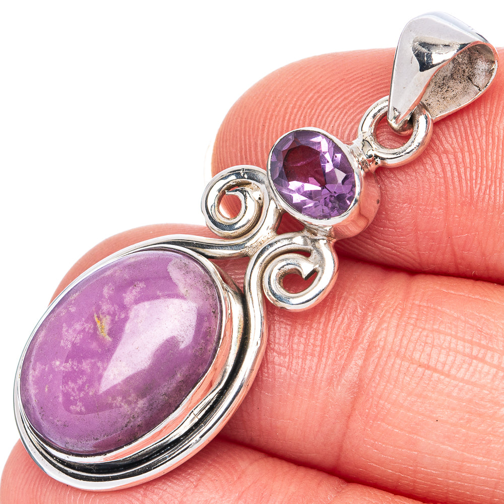 Phosphosiderite, Amethyst Pendant 1 5/8" (925 Sterling Silver) P41351