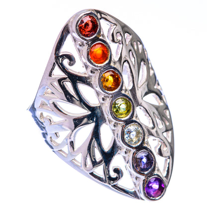 Rainbow Chakra Ring Size 8 (925 Sterling Silver) R141096
