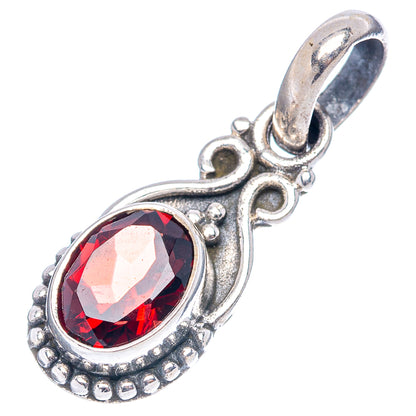 Dainty Garnet Pendant 7/8" (.925 Sterling Silver)