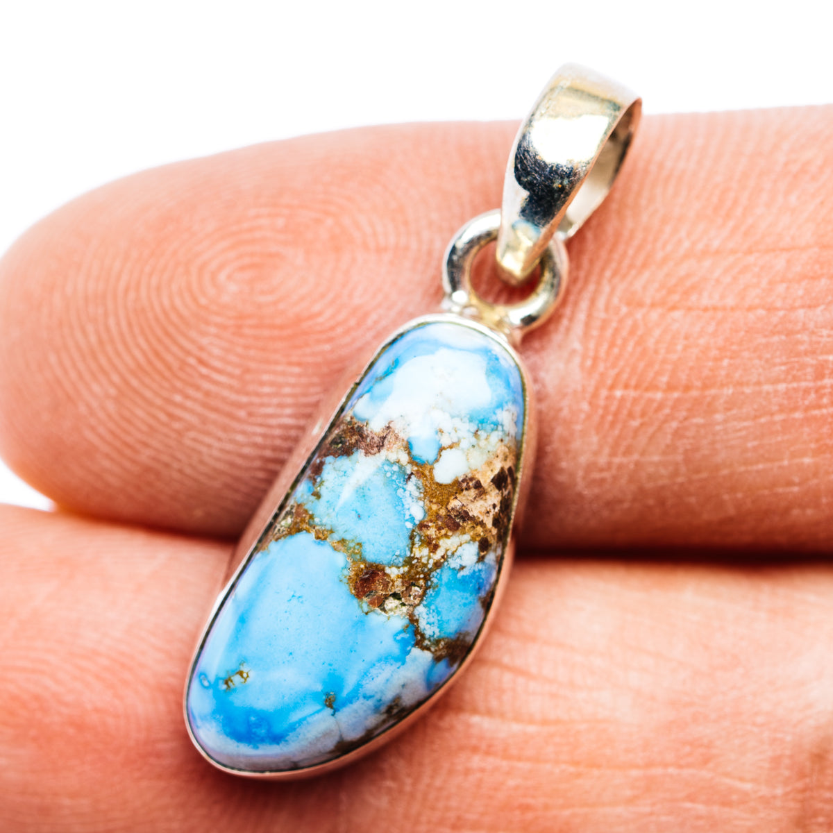 Golden Hills Turquoise Pendant 1 1/8" (.925 Sterling Silver)