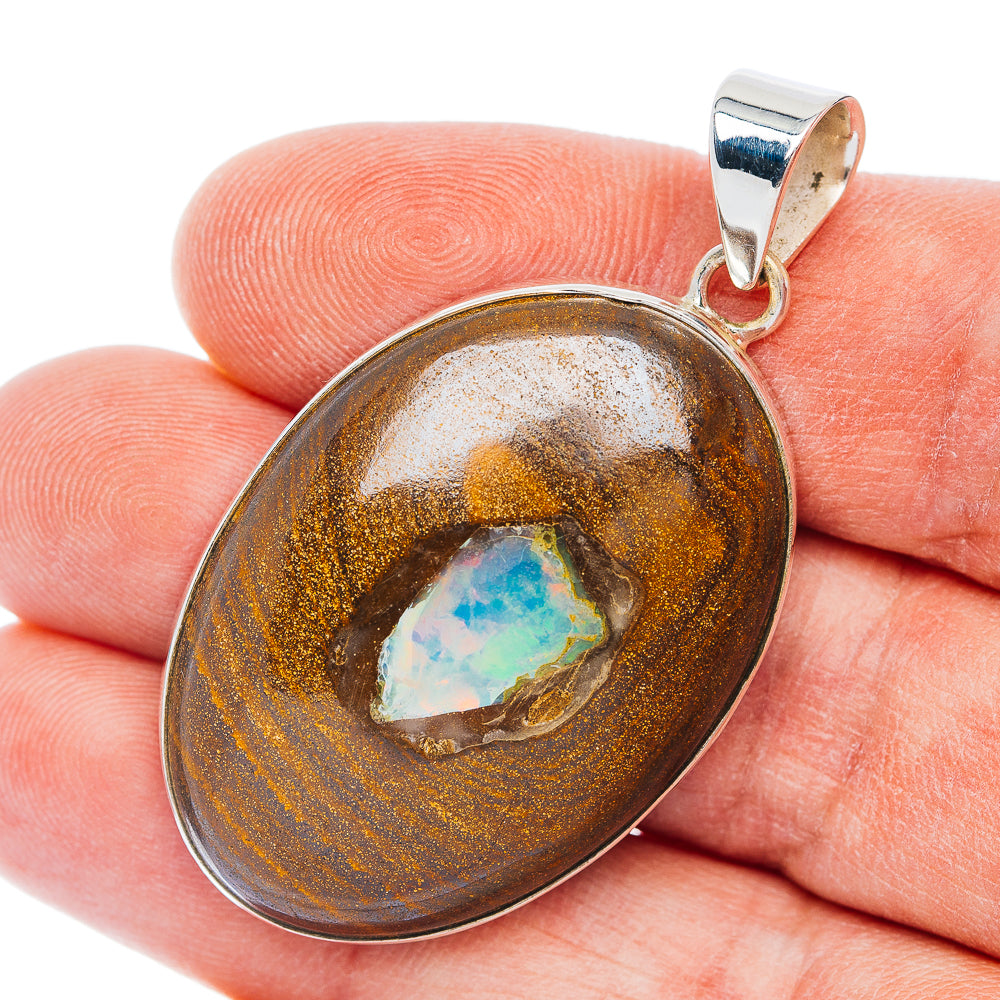 Premium Boulder Opal Pendant 1 7/8" (.925 Sterling Silver)
