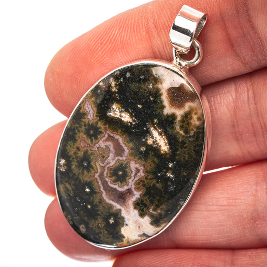 Ocean Jasper Pendant 1 7/8" (.925 Sterling Silver)