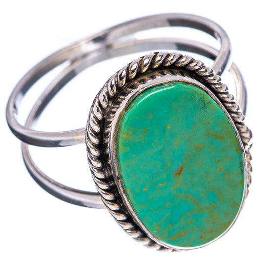 Oval turquoise cabochon ring, .925 sterling silver split band with rope bezel