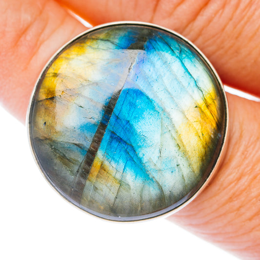 Large Premium Spectrolite Ring Size 9 (.925 Sterling Silver)