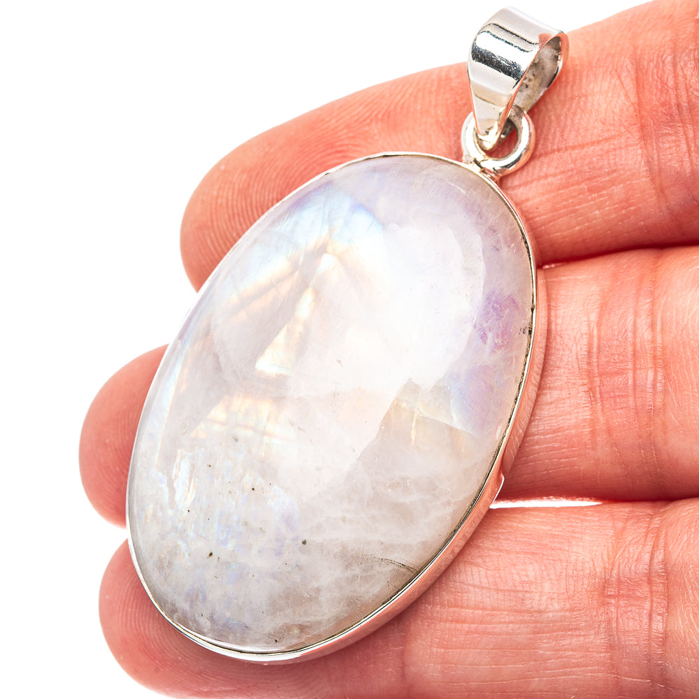 Rainbow Moonstone Pendant 2" (.925 Sterling Silver)
