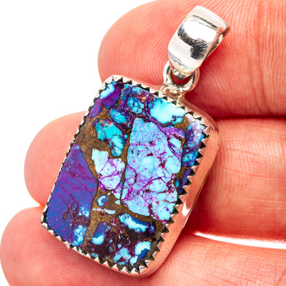 Purple Copper Turquoise Pendant 1 3/8" (.925 Sterling Silver)