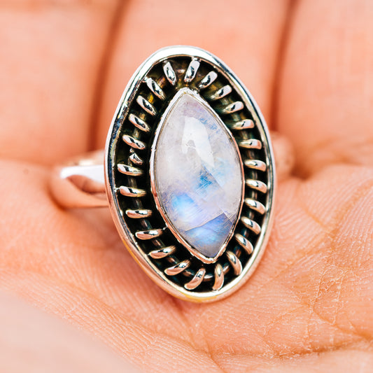 Rainbow Moonstone Ring Size 8 (.925 Sterling Silver)