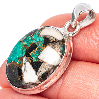 Chrysocolla Howlite Pendant 1 3/8" (925 Sterling Silver) P41426