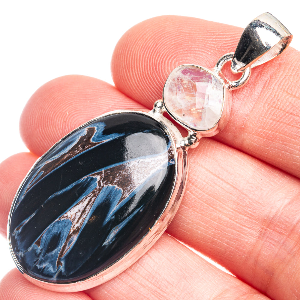 Pietersite, Rainbow Moonstone Pendant 1 7/8" (925 Sterling Silver) P39333