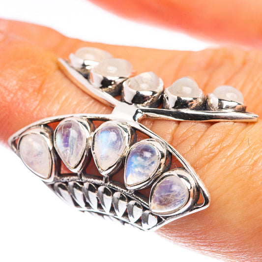 Large Rainbow Moonstone 925 Sterling Silver Ring Size 6