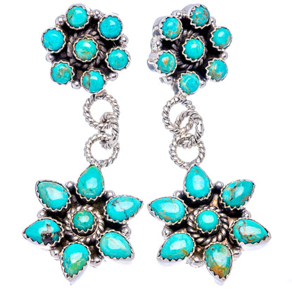 Premium Mohave Turquoise Earrings 2 3/8" (.925 Sterling Silver)