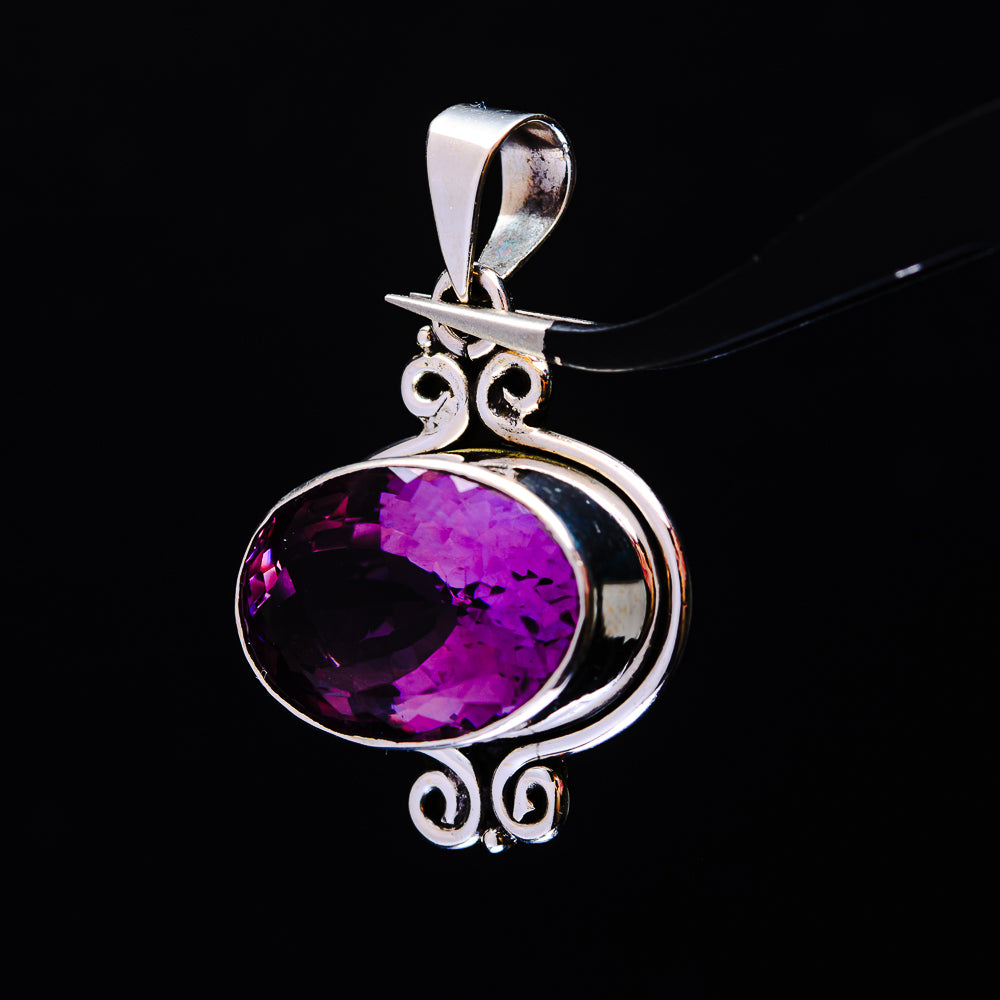 14.49ct Faceted Brazilian Amethyst Pendant 1 1/2" (.925 Sterling Silver)