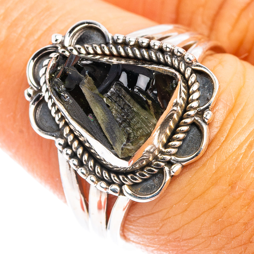 Rare Moldavite Ring Size 7.5 (.925 Sterling Silver)