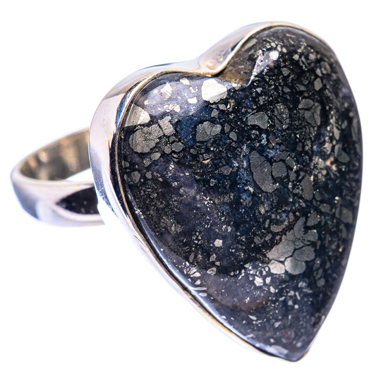 Large Pyrite In Black Onyx Ring Size 9 (925 Sterling Silver) R140640