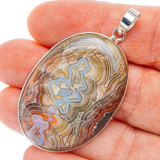 Premium Crazy Lace Agate Pendant 2" (.925 Sterling Silver)