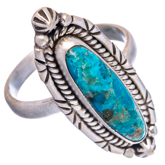 Turquoise oval stone .925 sterling silver ring with etched leaf band and side details