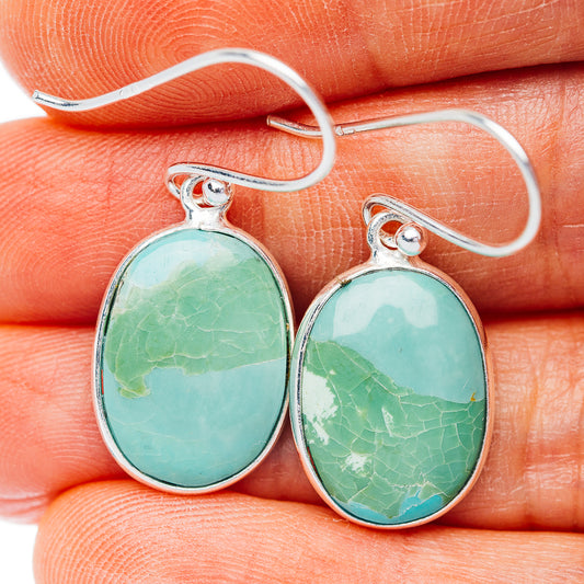 Kingman Turquoise Earrings 1 1/4" (.925 Sterling Silver)